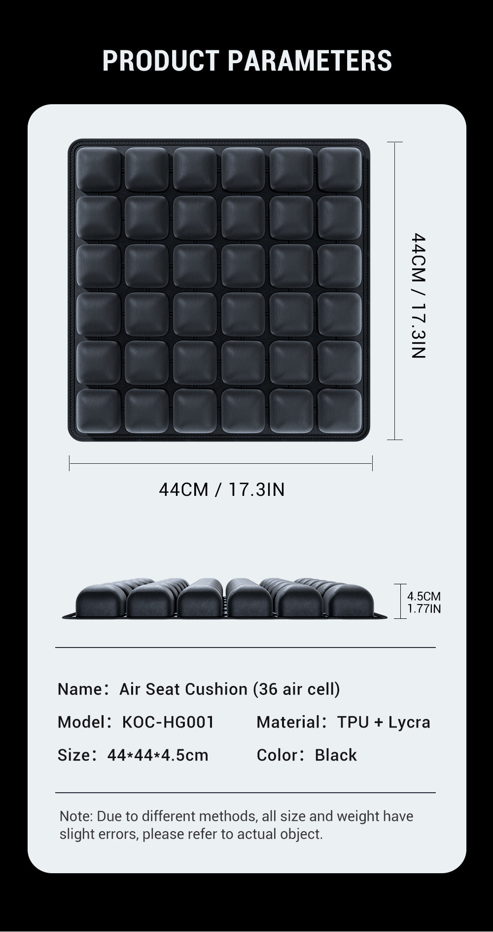 36 Air Cell Cushion For Car Seat & Office Chair