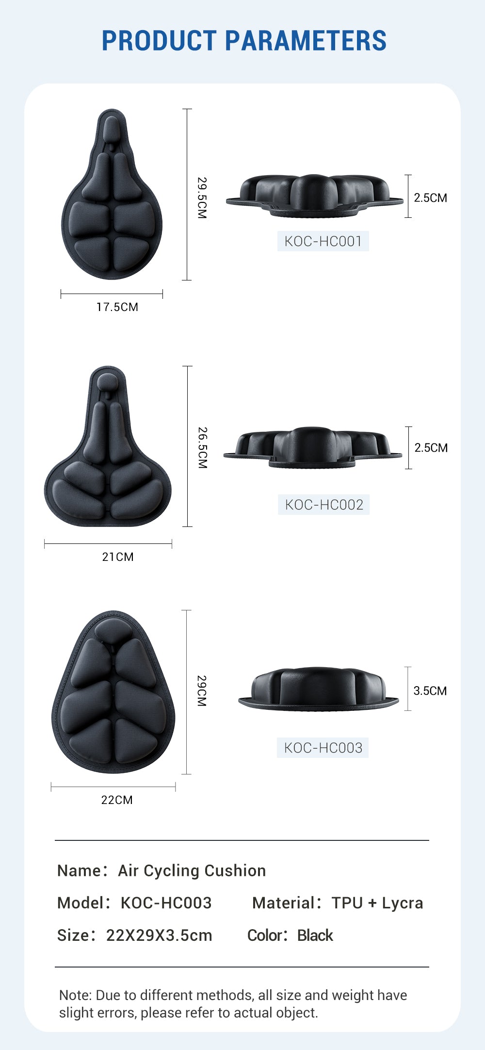 Shock Absorbing Air Bike Seat Cushion